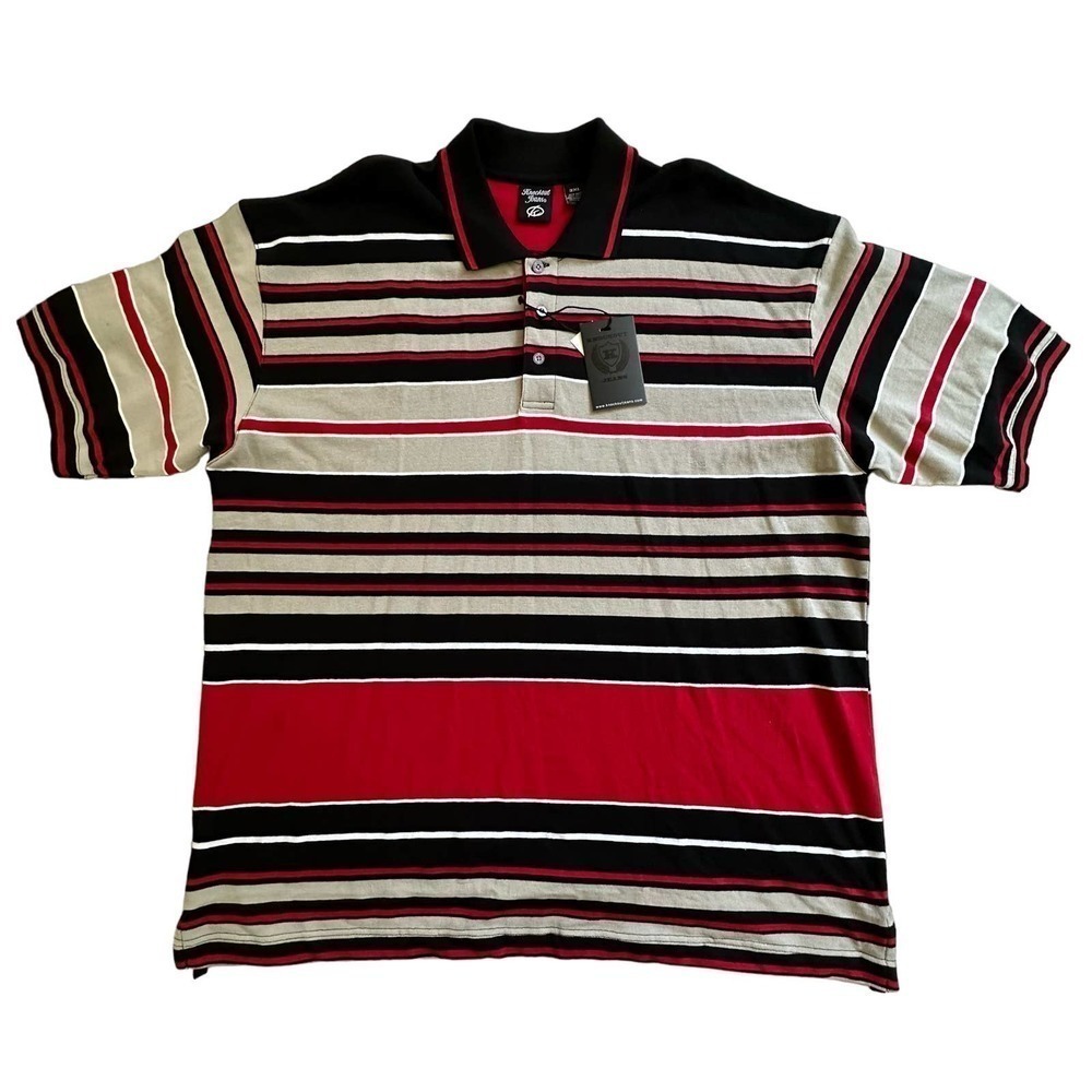 Nwt Knockout Jeans Red Striped Polo Shirt 3XL